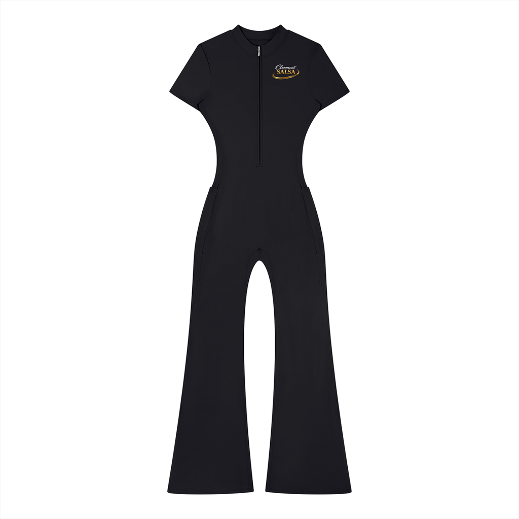 Clermont salsa Women’s Tight Flared Leg Quarter-Zip Jumpsuit