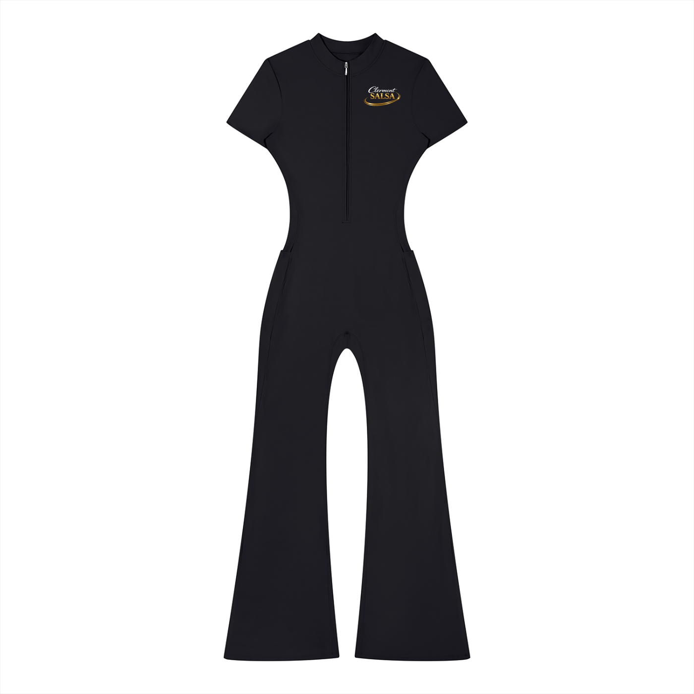 Clermont salsa Women’s Tight Flared Leg Quarter-Zip Jumpsuit