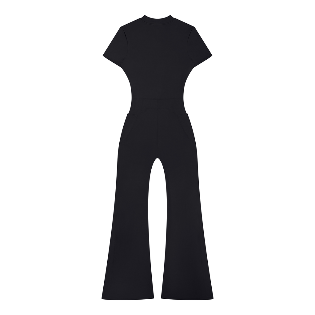 Clermont salsa Women’s Tight Flared Leg Quarter-Zip Jumpsuit