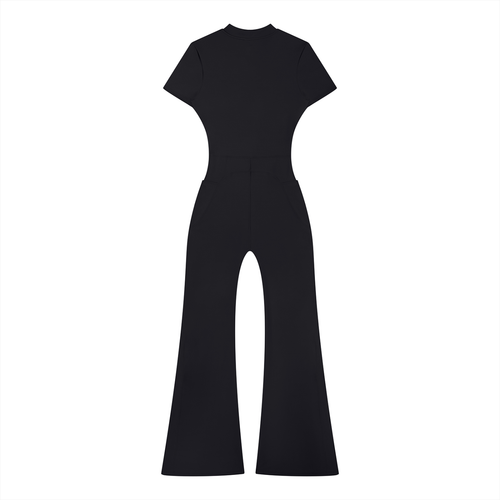 Clermont salsa Women’s Tight Flared Leg Quarter-Zip Jumpsuit